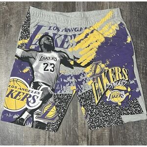 NBA Los Angeles Lakers Graphic Shorts Mens XL Purple Gold Sweat Shorts